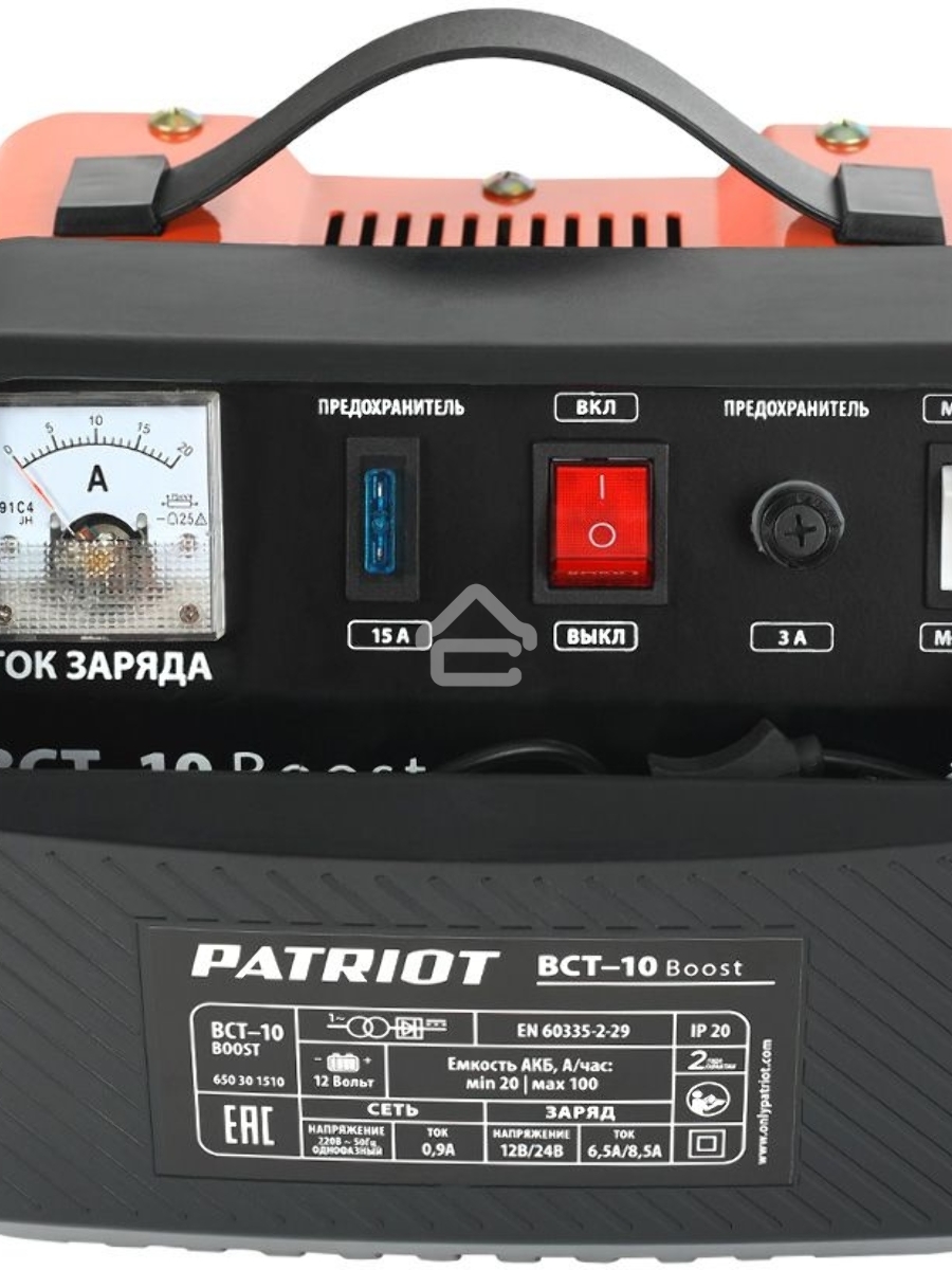 Устройство пуско-зарядное PATRIOT BCT-10 Boost 220В±15% 200Вт 12В зарядmax8.5А 20-100А/ч 4.3кг