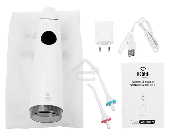 Портативный ирригатор полости рта Qumo Health Portable Irrigator P3 (QHI-3), белый, 260 мл., макс 890 кПа, Li-ion 1400 мА-ч