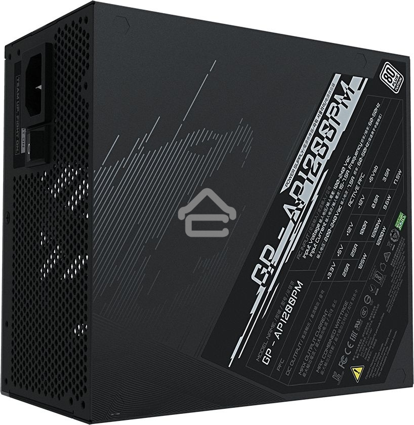 Блок питания Gigabyte GP-AP1200PM, 1200Вт, 80 PLUS Platinum, 140мм, модульный, черный