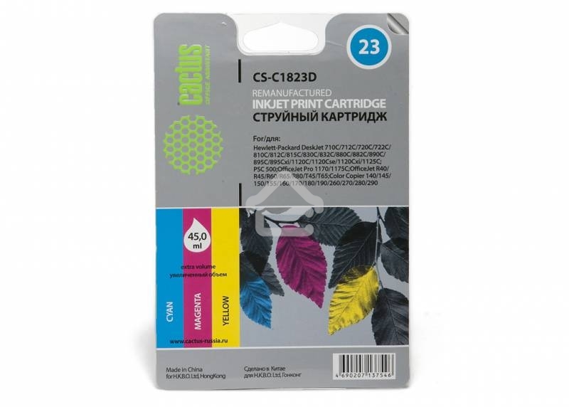 Картридж струйный Cactus CS-C1823D цветной (38мл) для №23 HP DeskJet 700series/712c/720c/722c/810