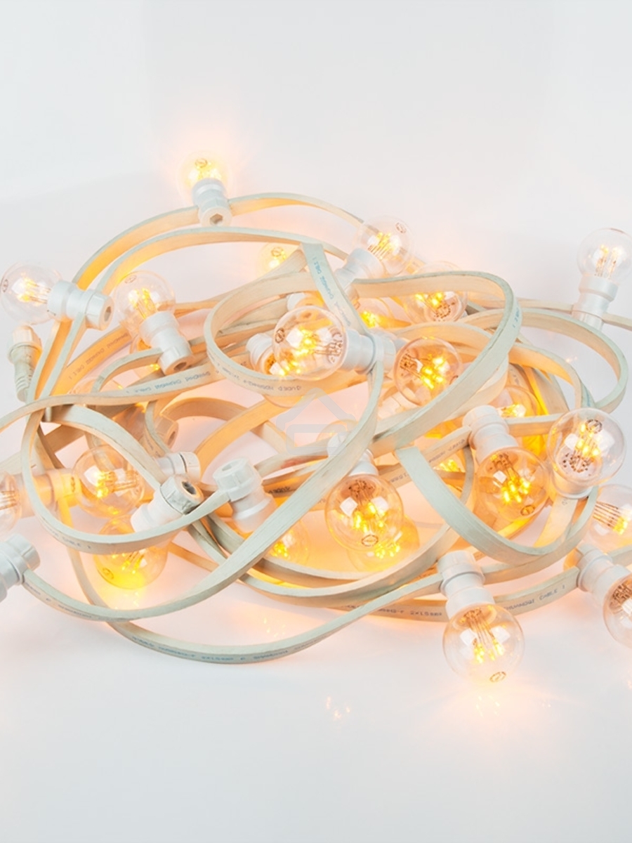 Гирлянда LED Galaxy Bulb String 10м, белый КАУЧУК, 30 ламп*6 LED ЖЕЛТЫЕ, влагостойкая IP65