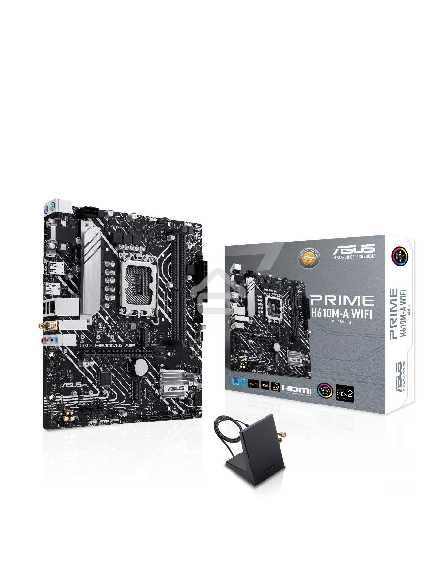 Материнская плата ASUS PRIME H610M-A WIFI, LGA 1700, Intel H610, 2xDDR5, 4xSATA, 2xM.2, 1xPCIe 4.0 x16, 1xDP, 1xHDMI, 1xVGA, 1x1Gb LAN, 1xUSB 3.2 Gen 2, 4xUSB 2.0, 3x3.5 мм, 7.1, mATX