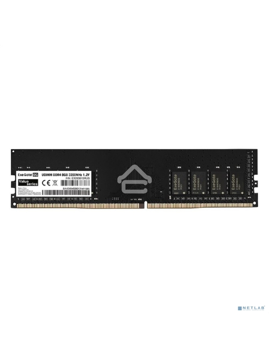 Оперативная память Exegate, DDR4, 8GB (1x8 GB), 3200 MHz, CL19, DIMM