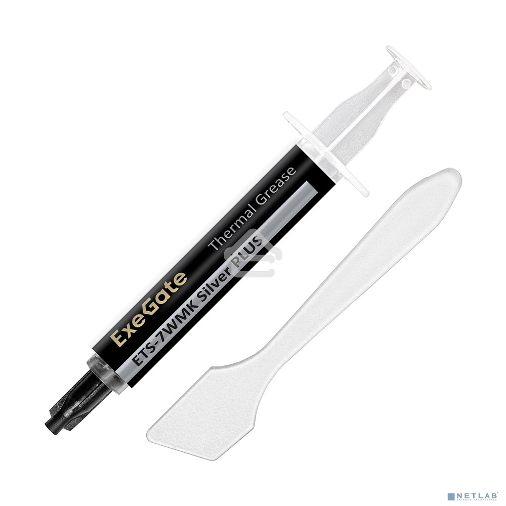 Термопаста ExeGate ETS-7WMK Silver PLUS (7,2 Вт/(м•К), 1.5г, шприц с лопаткой)