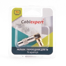 Разъем Cablexpert TVPL-07, TV (папа) позолоченный, латунь OD8.5, 90 градусов, блистер