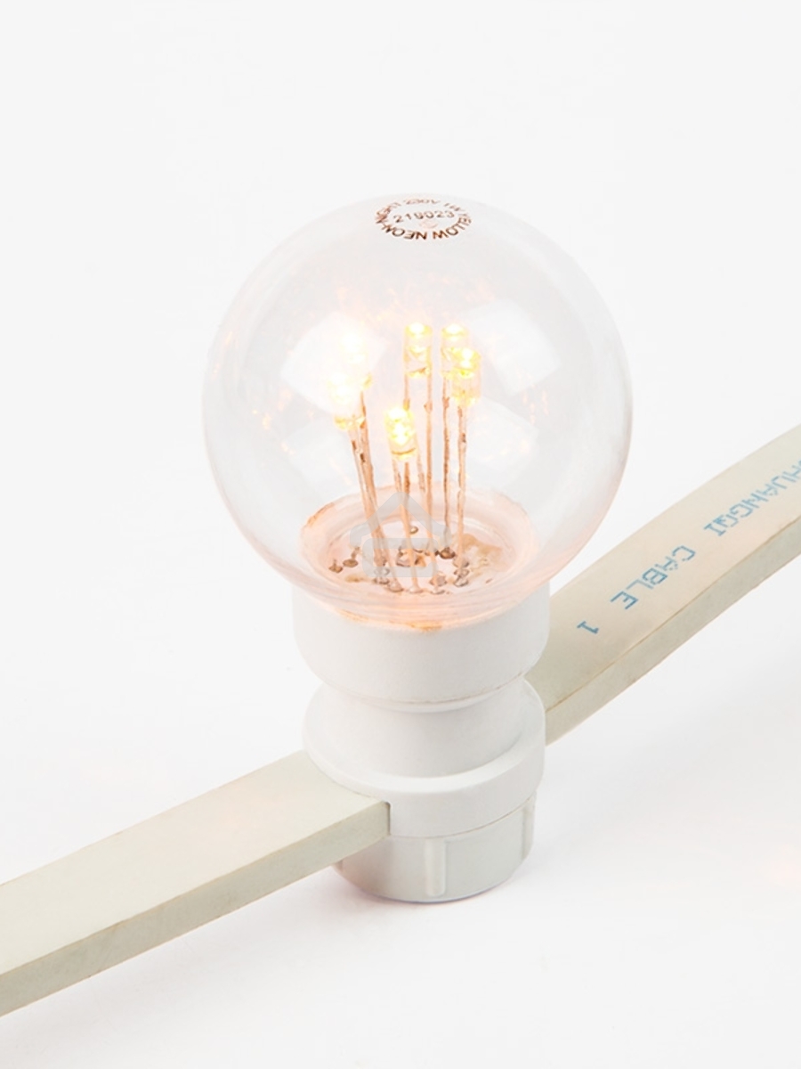 Гирлянда LED Galaxy Bulb String 10м, белый КАУЧУК, 30 ламп*6 LED ЖЕЛТЫЕ, влагостойкая IP65