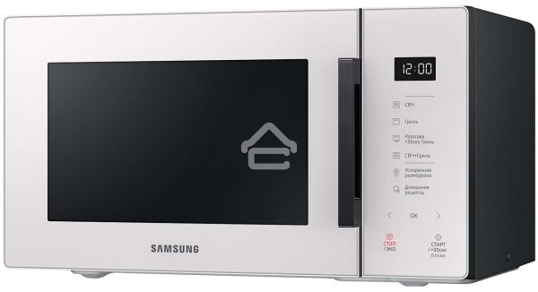 Микроволновая печь Samsung MG23T5018AE/BW белый, 23 л, 800 Вт, переключатели - сенсор