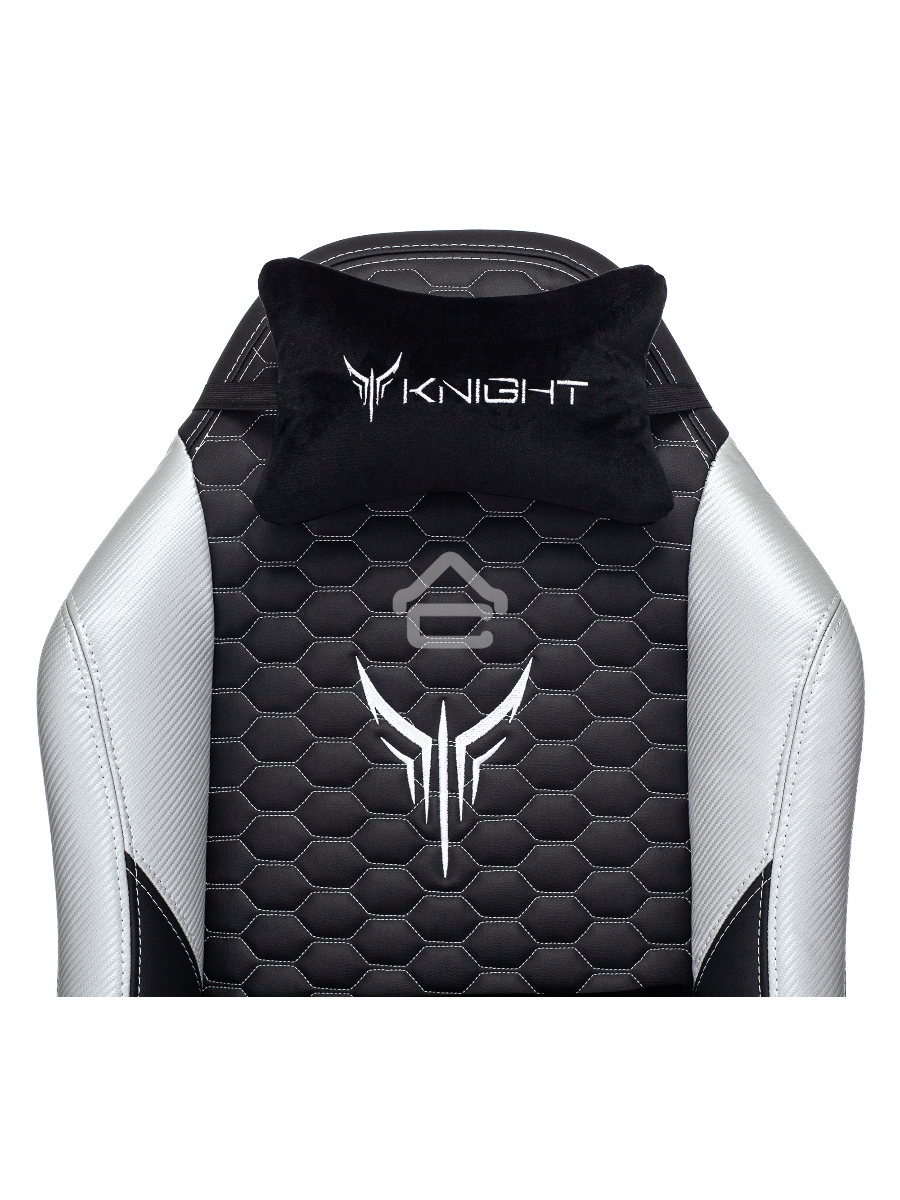Кресло игровое Knight Neon черный/серебряный соты эко.кожа с подголов. крестовина металл