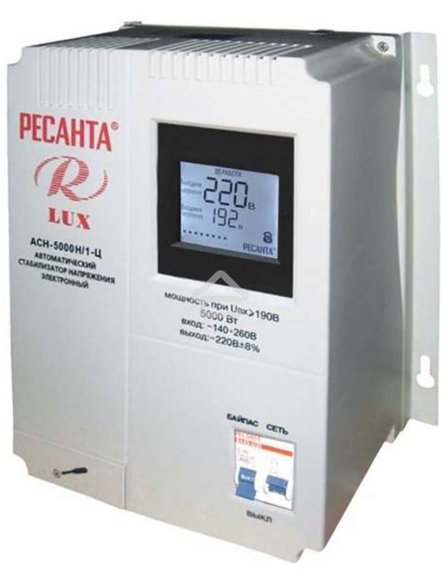 Стабилизаторы напряжения Ресанта АСН-5 000 Н/1-Ц 63/6/16 Стабилизатор Lux {220В±8%, Габариты 260х155х310, Вес 8кг}
