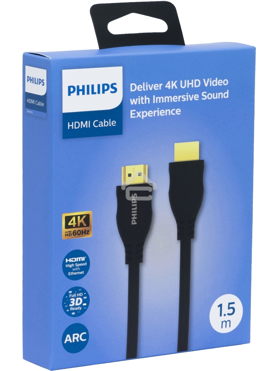 Кабель аудио-видео Philips 4K 60 Гц Ultra HD HDMI (m)/HDMI (m) 1.5м. позолоч.конт. черный