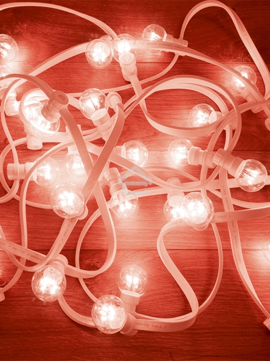 Гирлянда LED Galaxy Bulb String 10м, белый КАУЧУК, 25 ламп*6 LED КРАСНЫЕ, влагостойкая IP65