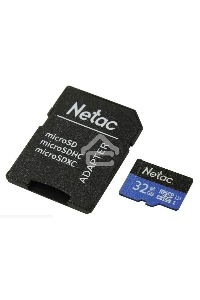 Флеш карта microSDHC 32GB Netac P500 <NT02P500STN-032G-R>  (с SD адаптером) 80MB/s
