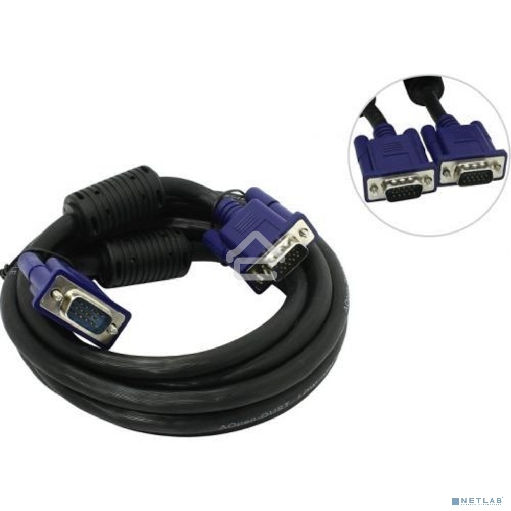 Кабель VGA 3м AOpen 2 фильтра, монитор-SVGA card 15M-15M, ACG341AD-3M