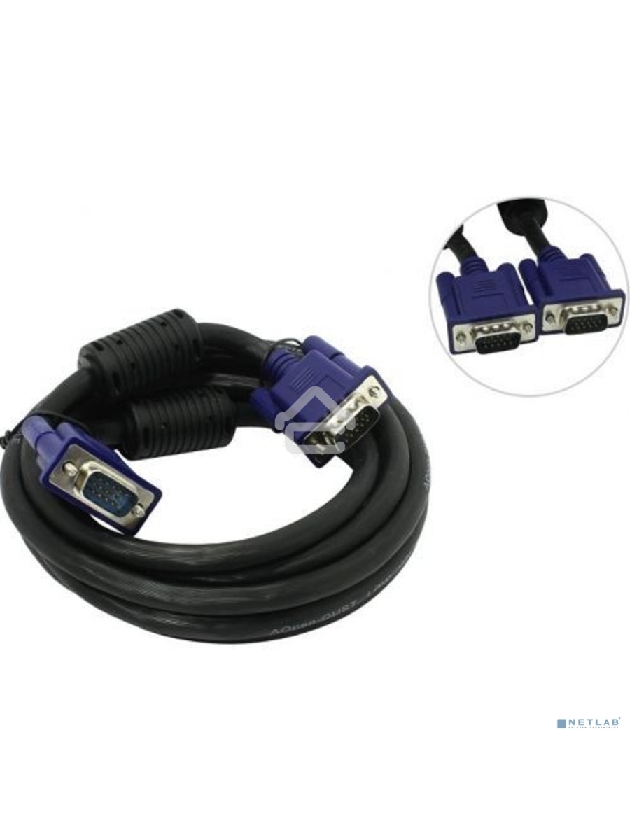 Кабель VGA 3м AOpen 2 фильтра, монитор-SVGA card 15M-15M, ACG341AD-3M