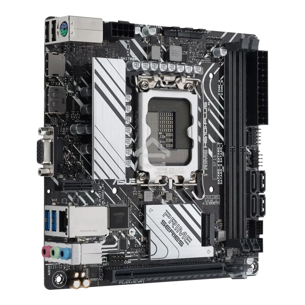 Материнская плата ASUS PRIME H610I-PLUS-CSM, LGA 1700, Intel H610, 2xDDR5, 4xSATA, 1xM.2 PCIe 3.0 x4, 1xPCIe 4.0 x16, 1xHDMI, 1xDP, 1xVGA, 2xUSB-A 3.2 Gen 1, 2xUSB-A 2.0, 1x 1Gb LAN, 3x3.5 мм, 7.1, Mini-ITX