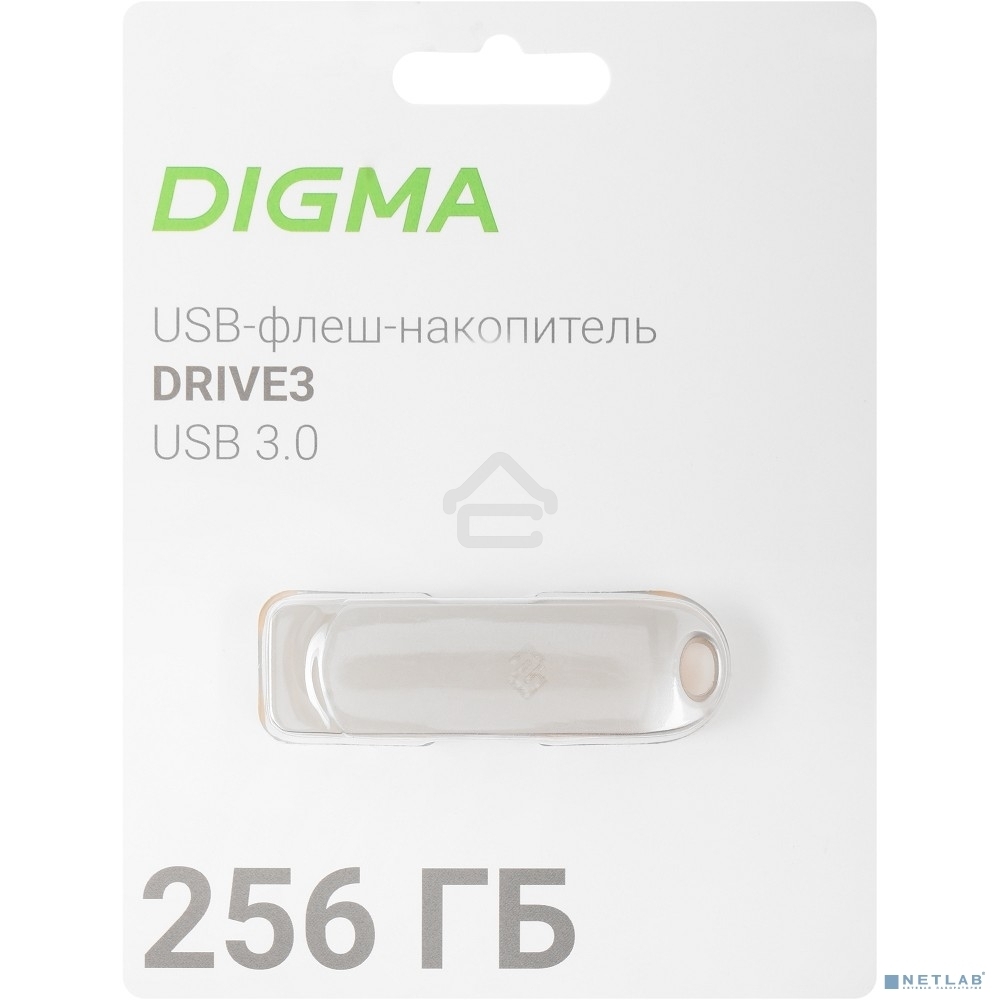 Флешка USB R/W Digma 256Gb DRIVE3 DGFUM256A30SR USB3.0 серебристый