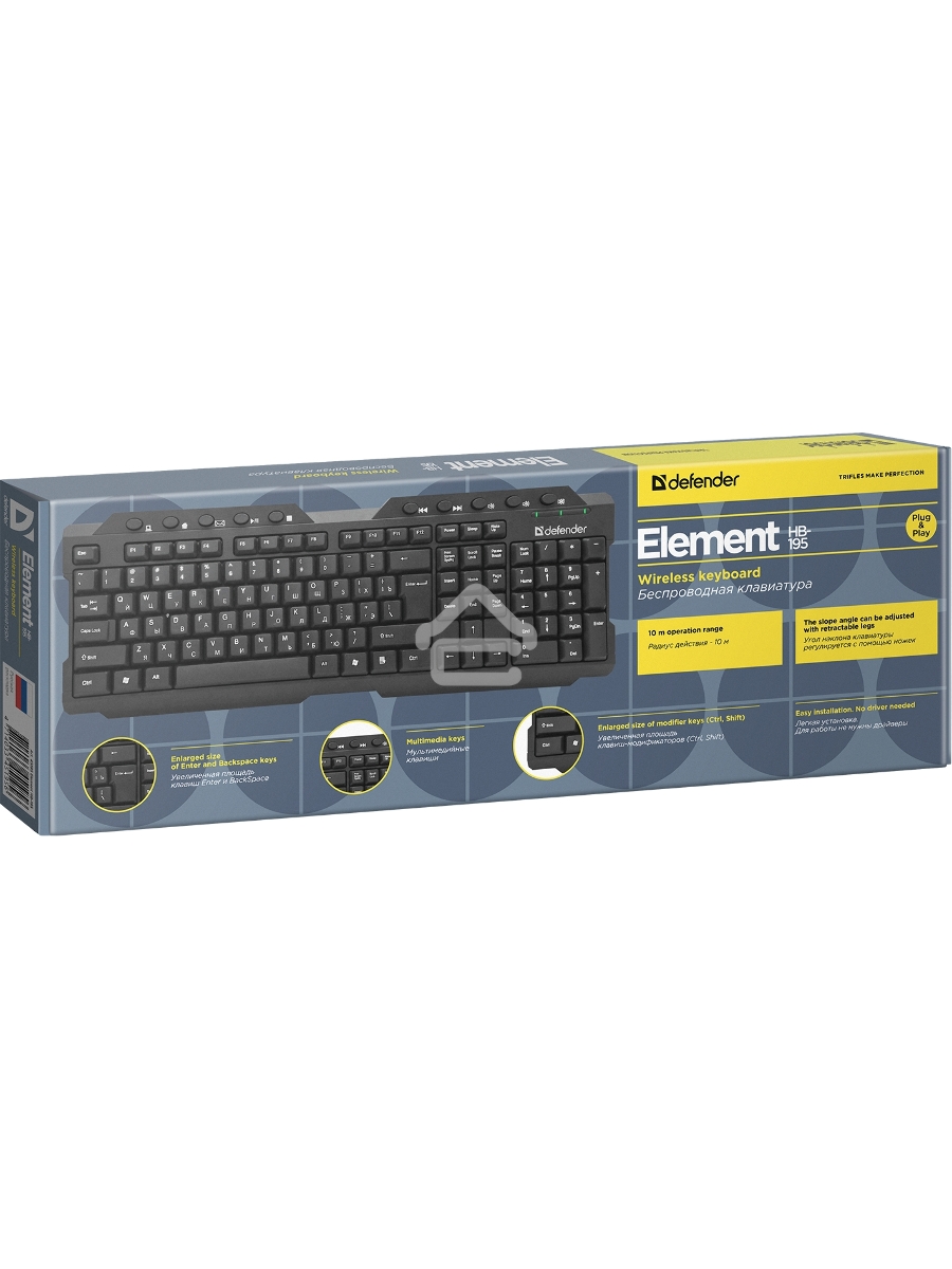 Клавиатура Defender Element HB-195 RU беспроводная USB черный