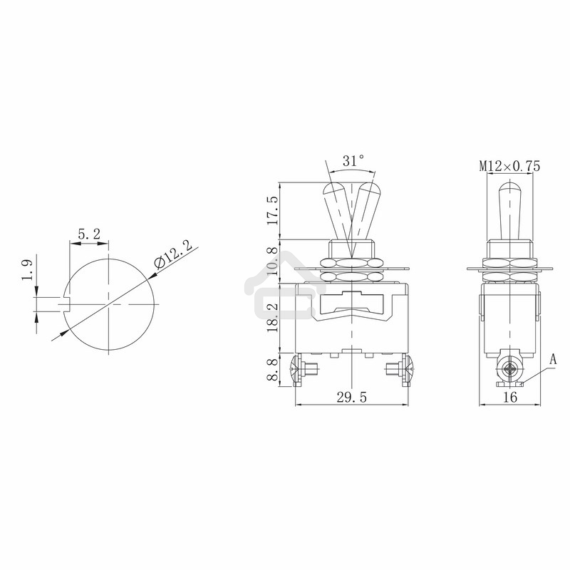 Тумблер Rexant 250V 15А (2c) ON-OFF однополюсный