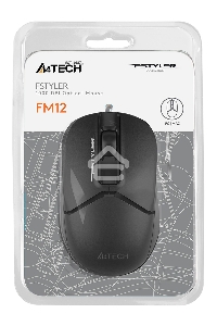 Мышь проводная A4Tech Fstyler FM12S черный, 1200 dpi, USB, кнопки - 3