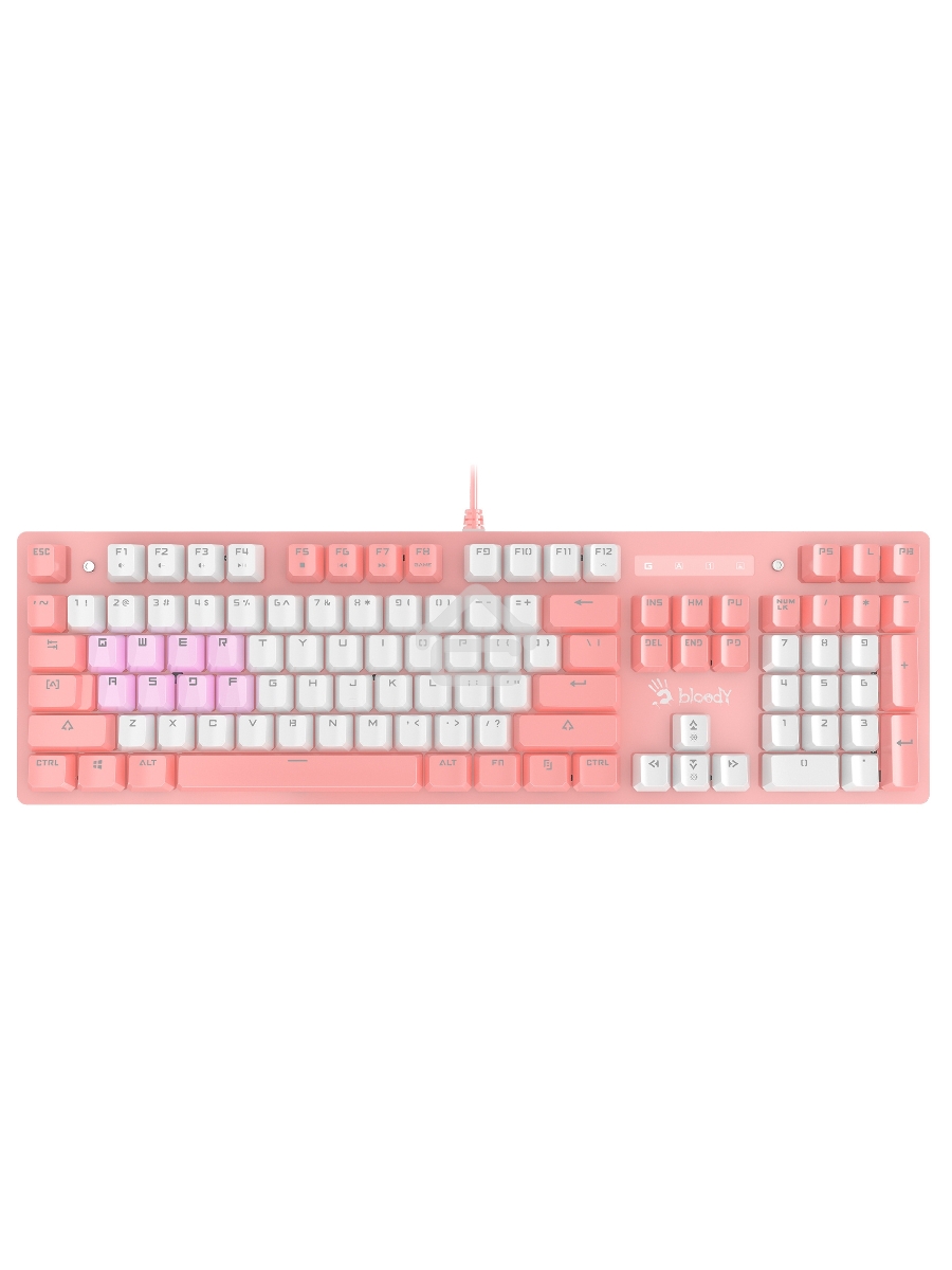 Клавиатура A4Tech Bloody B800 Dual Color проводная USB розовый/белый