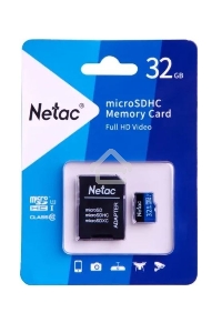 Флеш карта microSDHC 32GB Netac P500 <NT02P500STN-032G-R>  (с SD адаптером) 80MB/s