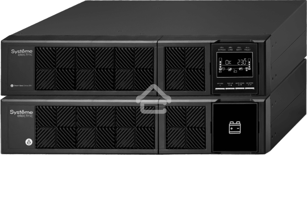Источник бесперебойного питания Smart-Save Online SRV Systeme Electric 6000 ВА, конвертируемый форм-фактор 4U, 230 В, 1:1, клеммный вход/выход, SmartSlot, LCD, USB, версия с возможностью увеличения времени автономии, 2 кор.