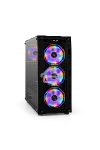 Компьютерный корпус Miditower ExeGate i3 BASE-EVO800 (ATX, БП EVO800RGB с вент. 12 см, с окном, 1*USB+1*USB3.0, аудио, 4 вент. 12см с RGB подсветкой)