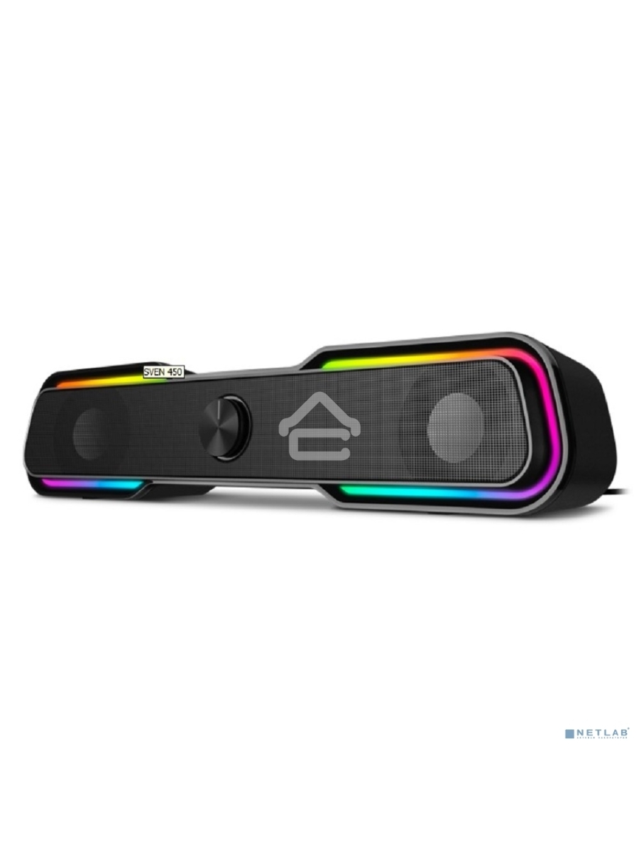 Колонки чёрные Sven 450 2.0 (2x5W, Bluetooth, RGB-подсветка)
