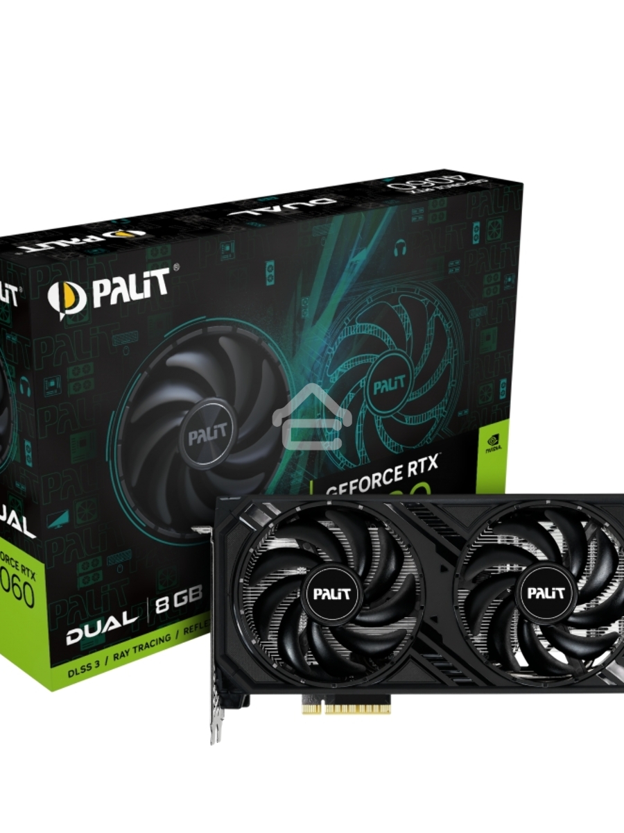 Видеокарта Palit PA-RTX4060 DUAL 8GB 8192Mb 128 GDDR6 1830/17000 HDMIx1 DPx3 HDCP Ret
