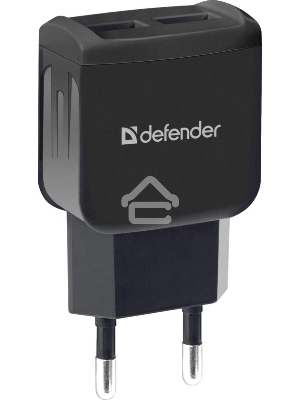 Сетевой адаптер Defender 2xUSB, 5V/2.1А, черный, пакет (EPA-13)