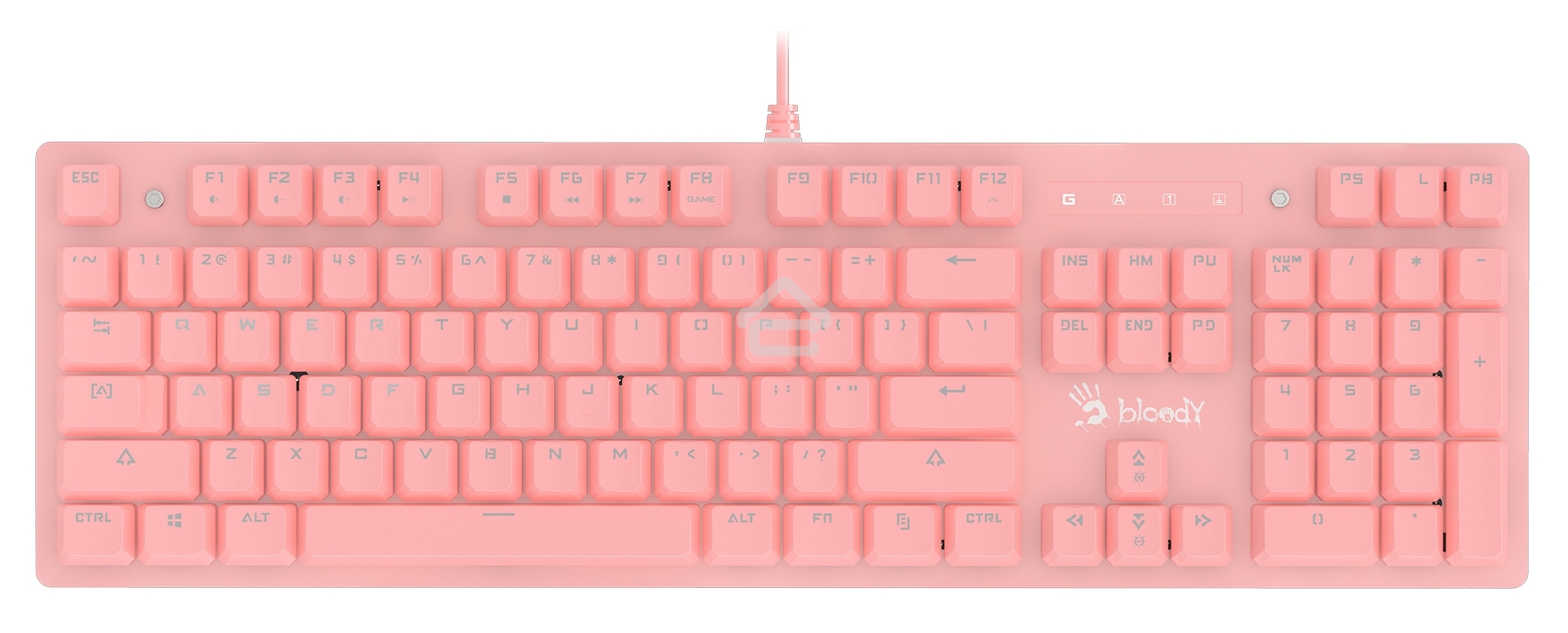 Клавиатура проводная A4Tech Bloody B800 Dual Color USB розовый/белый
