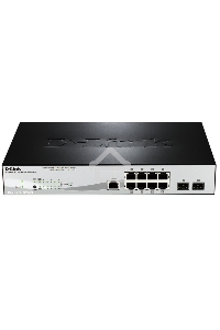 Управляемый коммутатор D-Link DGS-1210-10P/ME 2 уровня с 8 портами 10/100/1000Base-T с поддержкой PoE и 2 портами 1000Base-X SFP