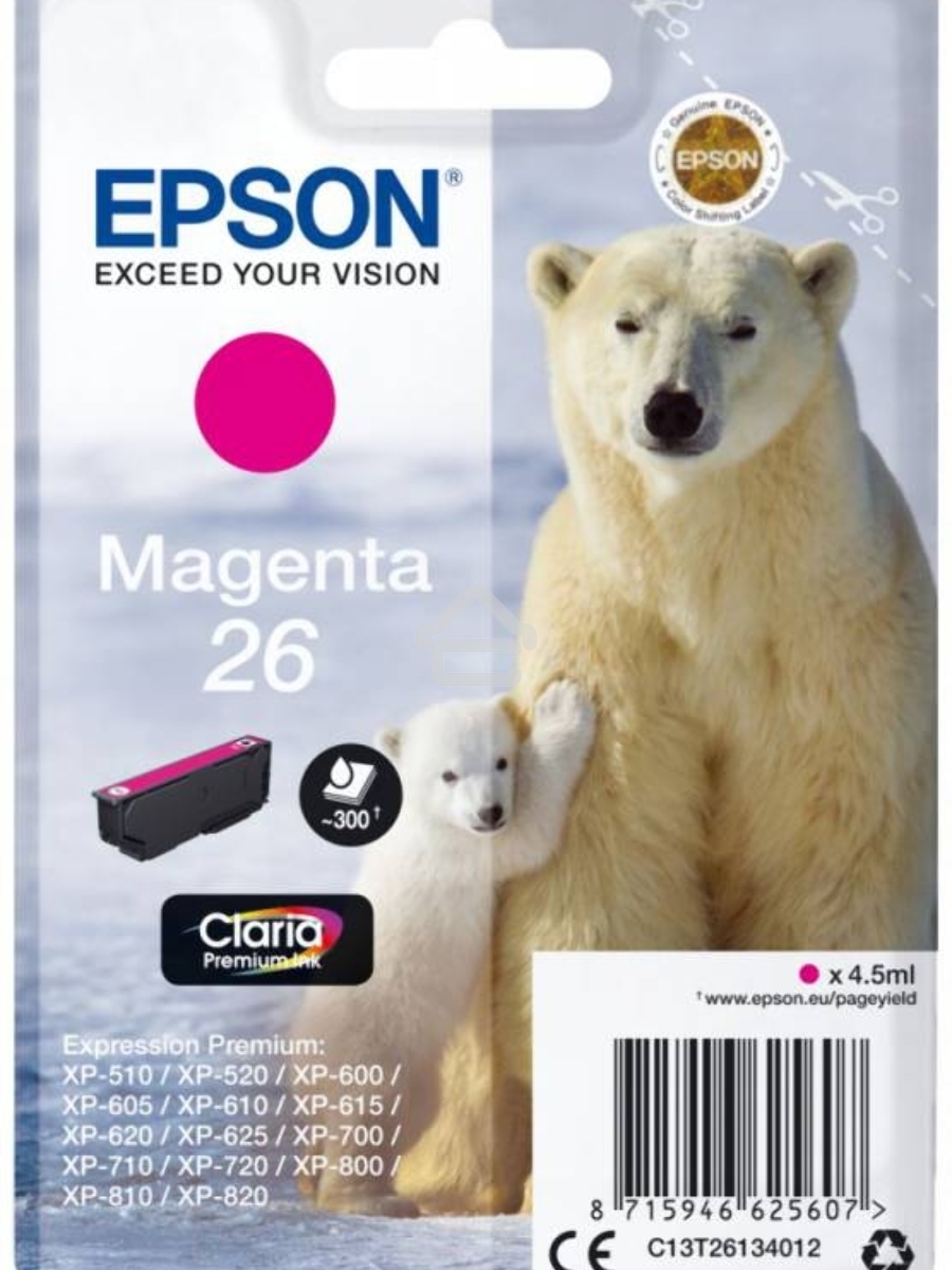 Картридж струйный Epson (C13T26134012/C13T26134010) пурпурный для Epson XP-70(300стр.)
