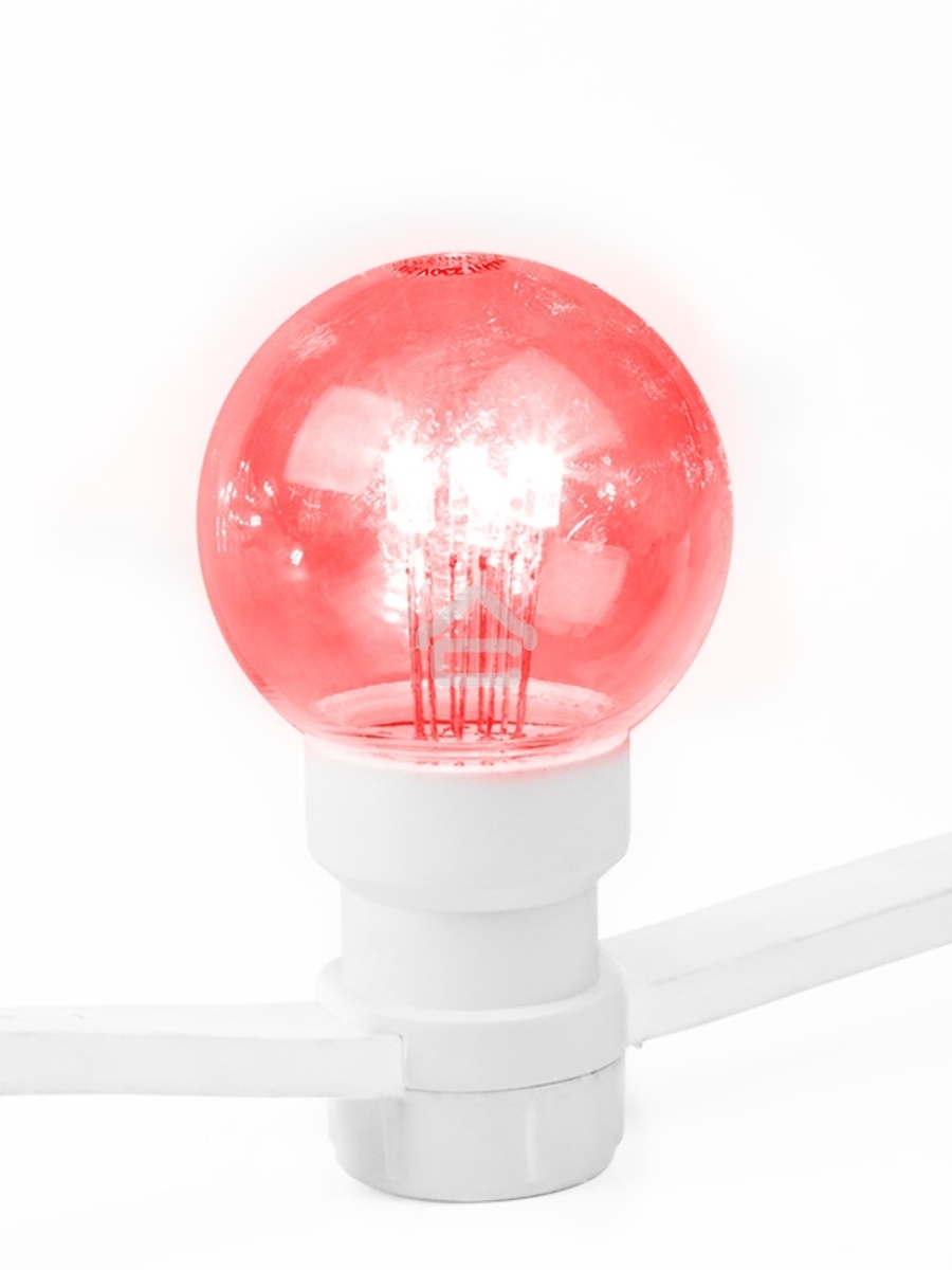 Гирлянда LED Galaxy Bulb String 10м, белый КАУЧУК, 25 ламп*6 LED КРАСНЫЕ, влагостойкая IP65
