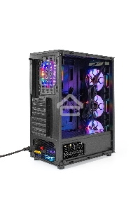 Компьютерный корпус Miditower ExeGate i3 BASE-EVO800 (ATX, БП EVO800RGB с вент. 12 см, с окном, 1*USB+1*USB3.0, аудио, 4 вент. 12см с RGB подсветкой)