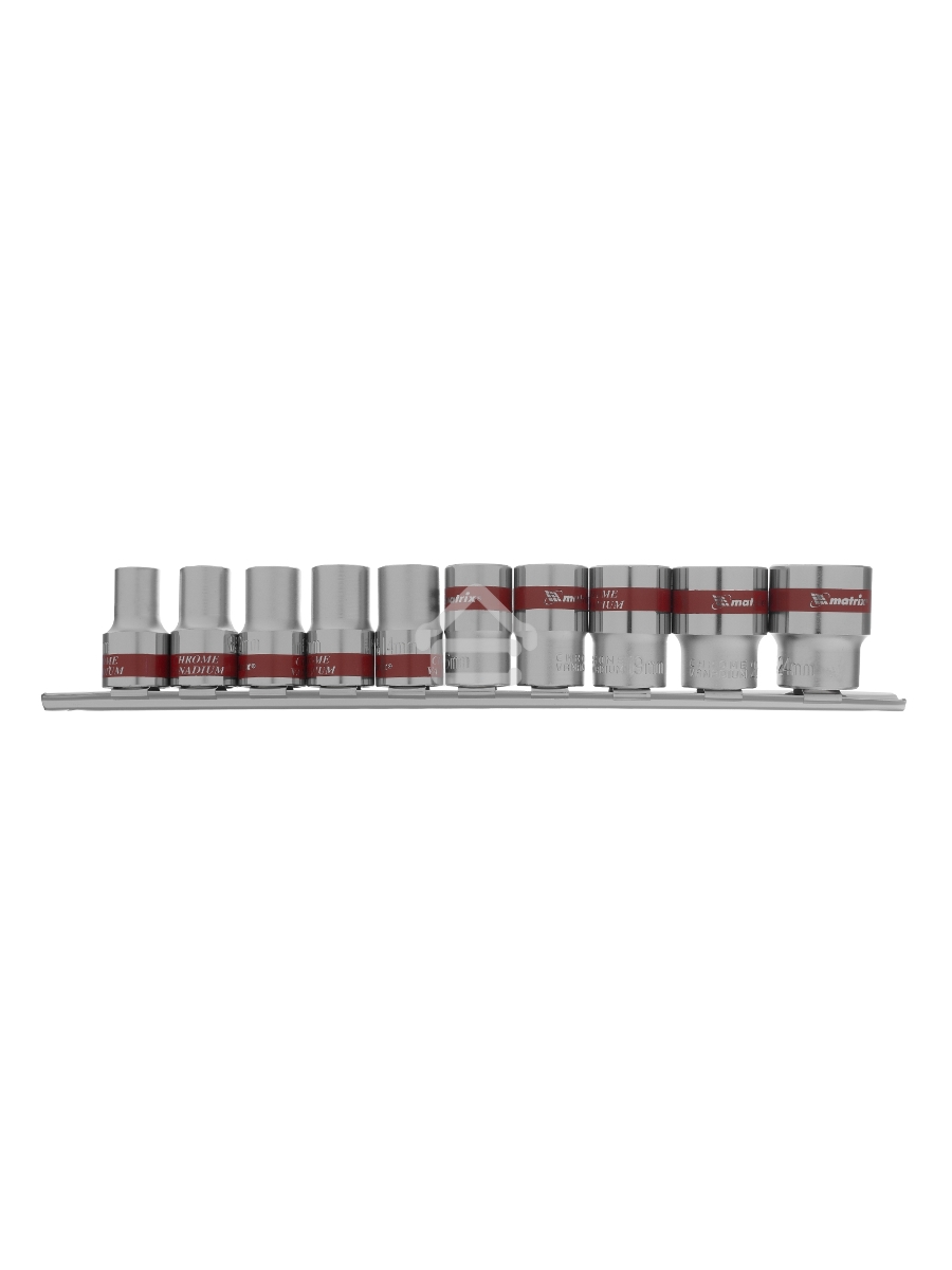 Набор головок MATRIX 13596набор торцевых головок 1/2'' 12-ти гр. crv 10шт. 10-24мм