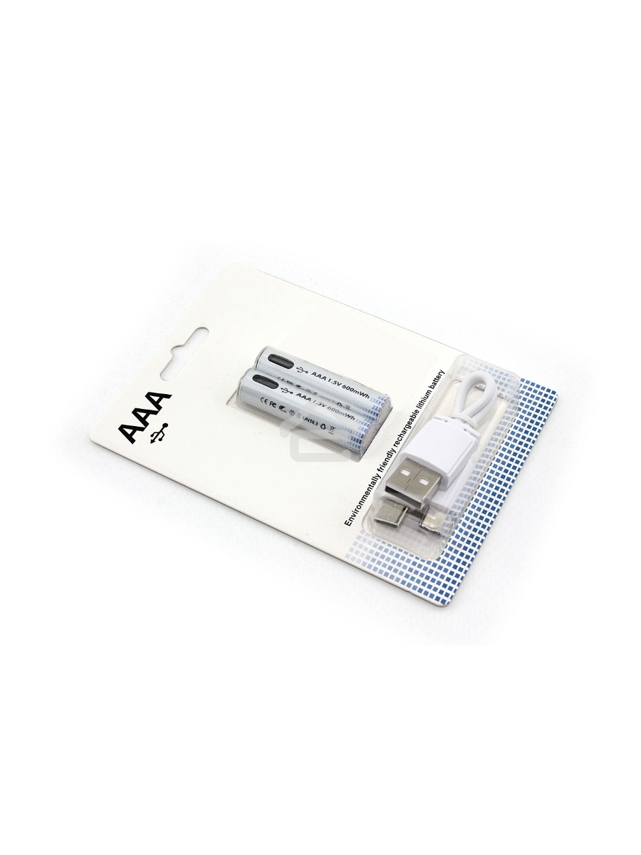 Аккумуляторная батарейка LR03 (АAА) с зарядкой Type-C 2 шт.