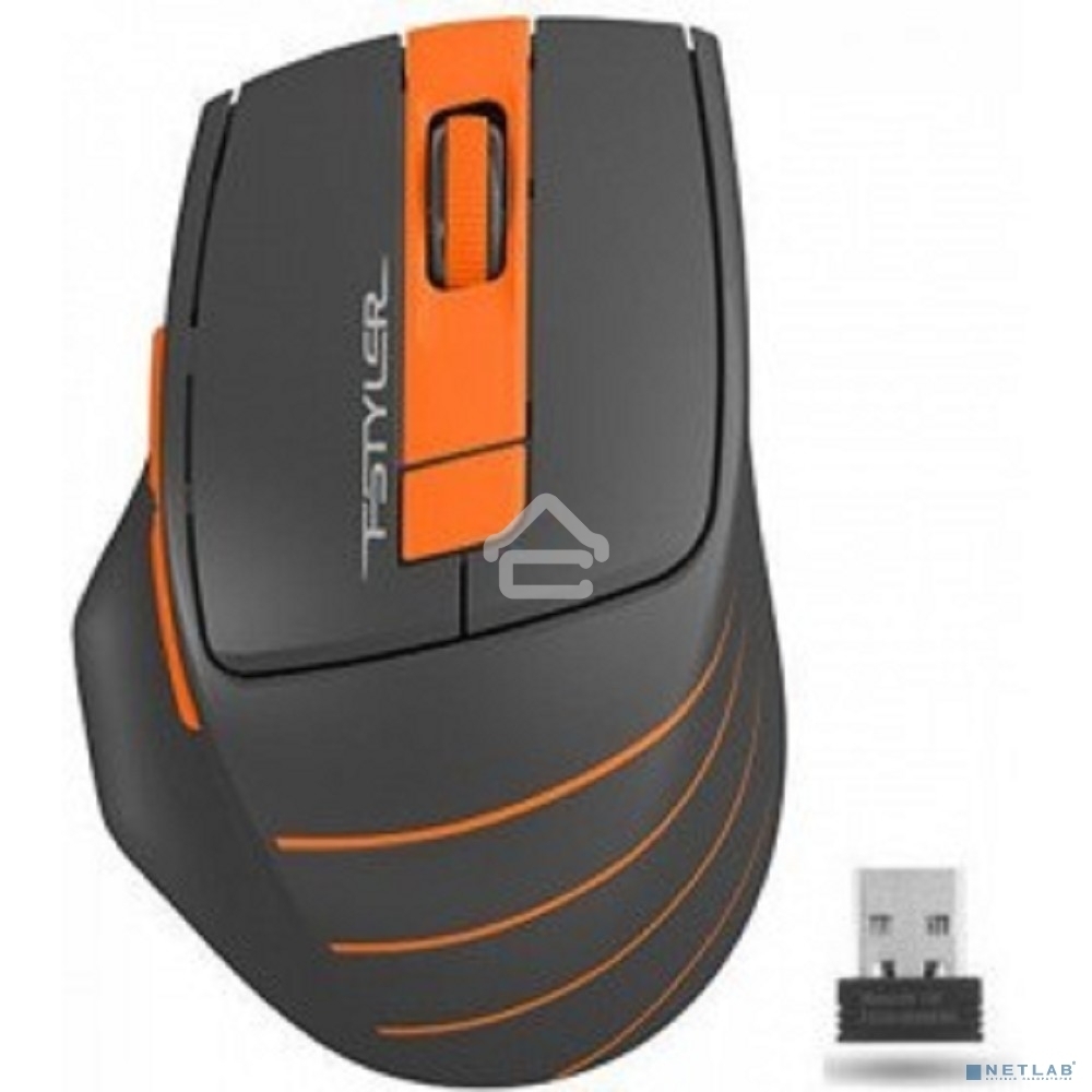 Мышь беспроводная A4Tech Fstyler FG30 серый/оранжевый, 2000 dpi, радиоканал, USB, кнопки - 5