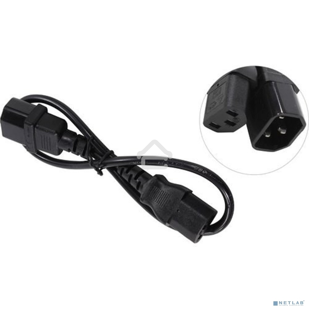 Кабель монитор-компьютер (UPS->уст-во) ExeGate Power EC-0,5P (С13->С14) VDE-250V-3*0.5-CU, 6A, 0.5м