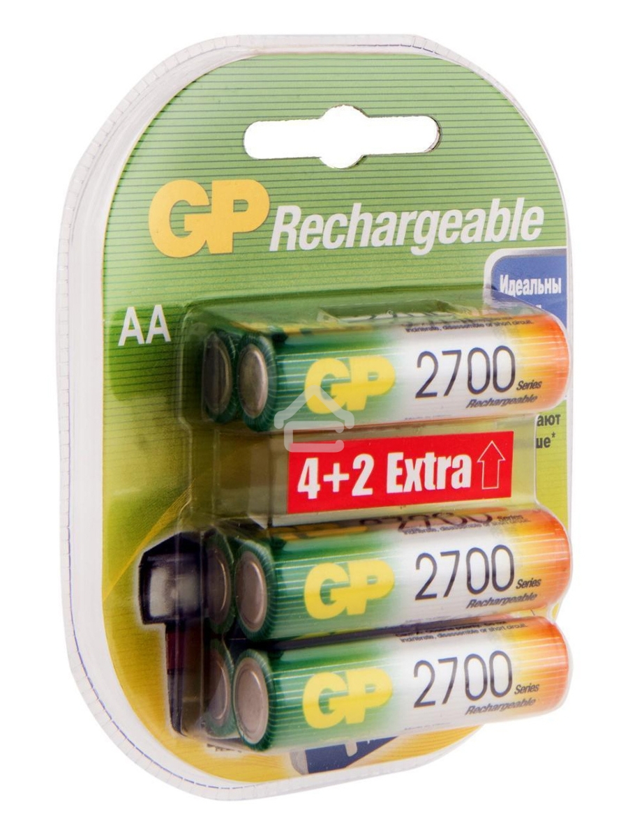 Аккумулятор GP Rechargeable 2700AAHC4/2 AA NiMH 2700mAh (6шт) блистер