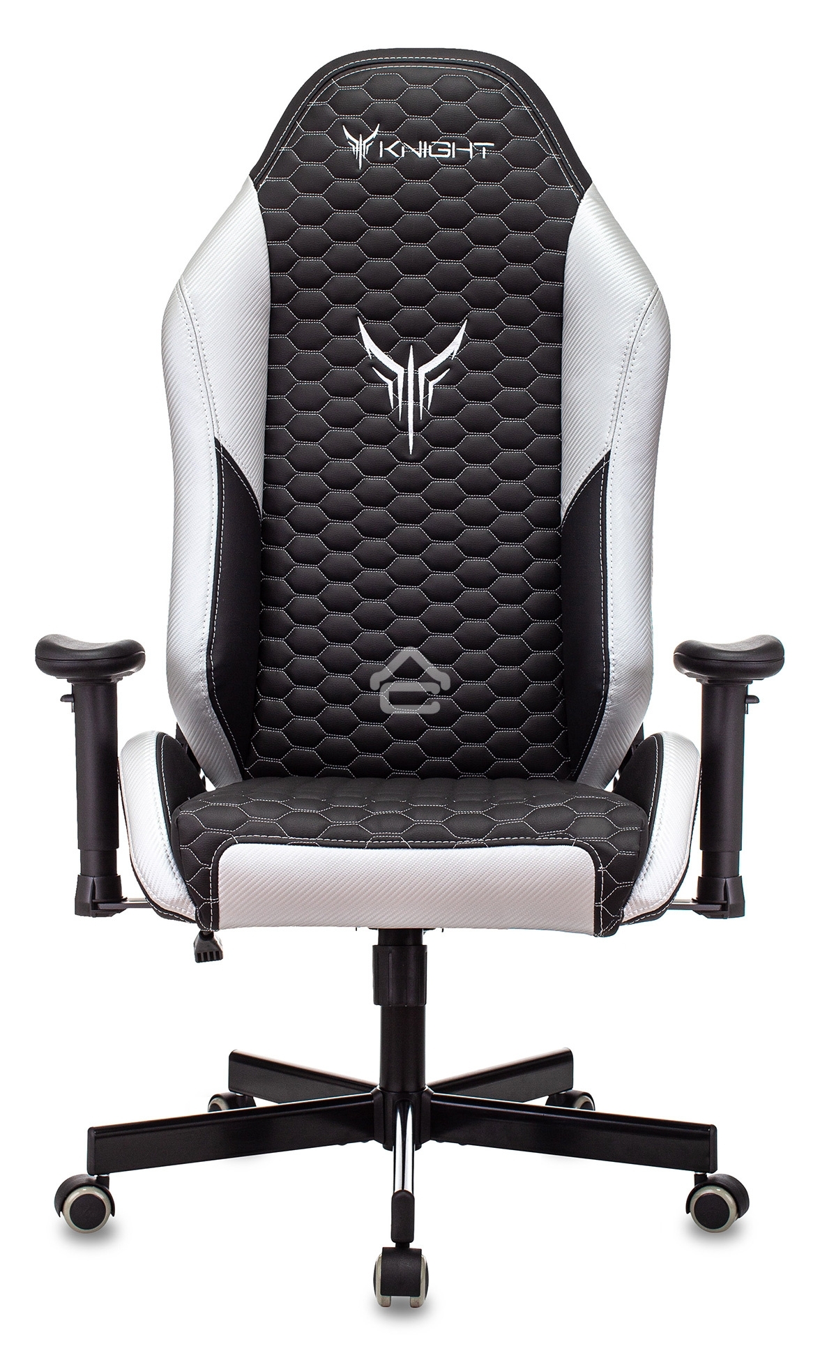 Кресло игровое Knight Neon черный/серебряный соты эко.кожа с подголов. крестовина металл