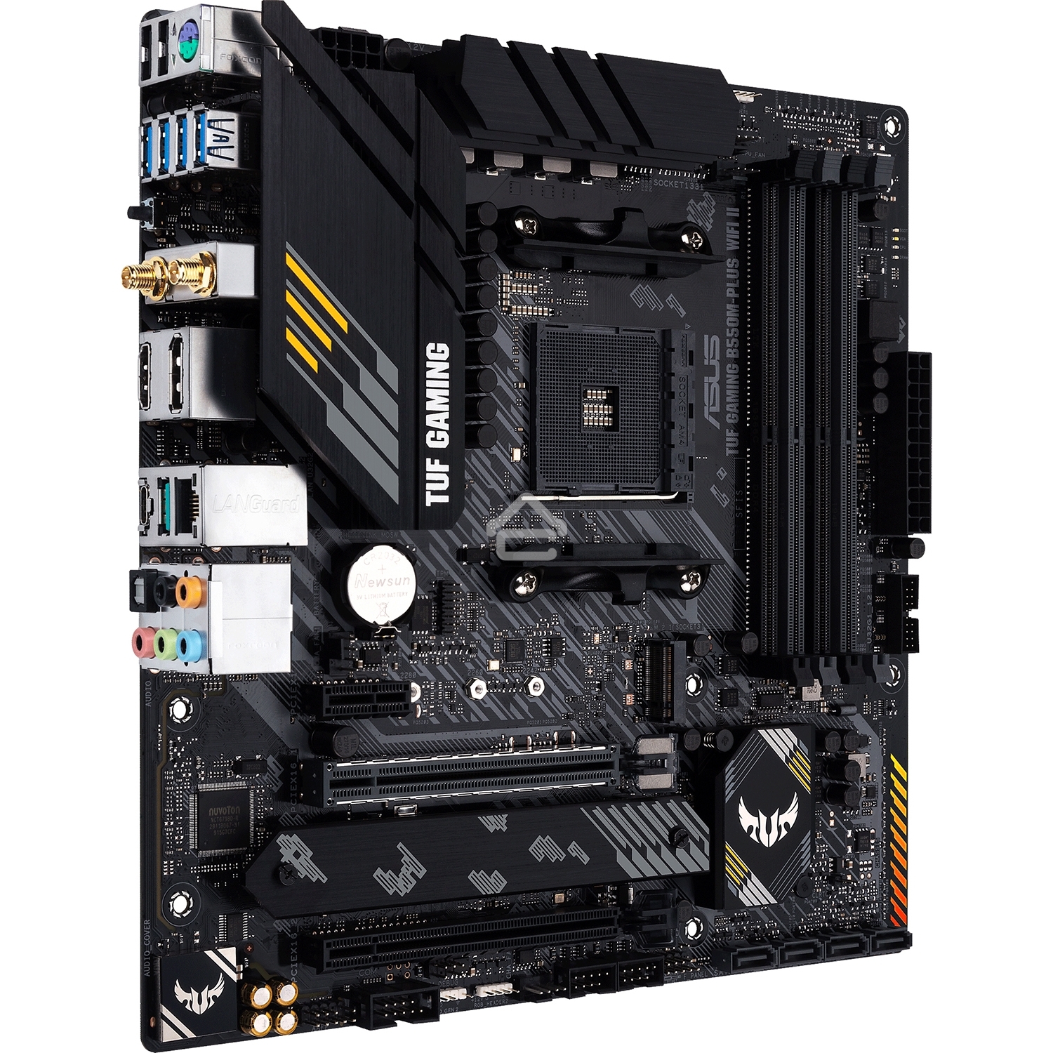 Материнская плата ASUS TUF GAMING B550M-PLUS WI-FI II, AM4, AMD B550, 4xDDR4, 4xSATA, 2xM.2, 1xPCIe 4.0 x16, 1xPCIe 3.0 x4, 1xPCIe x1, 1xDP, 1xHDMI, 1x 2.5Gb LAN, 1xUSB-C 3.2 Gen 2, 4xUSB-A 3.2 Gen 1, 2xUSB-A 2.0, 5x3.5 мм, TOSLINK, 7.1, mATX