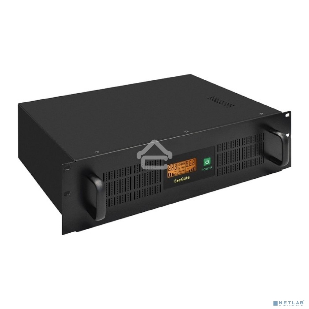 Источник бесперебойного питания ExeGate EX293056RUS ServerRM UNL-1500.LCD.AVR.2SH.4C13.RJ.USB.3U <1500VA/900W, LCD, AVR, 2*Schuko+4*C13, RJ45/11, USB, 3U, установка в стойку, Black>