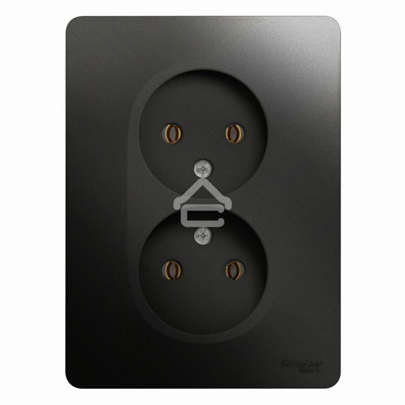 Розетка 2-м СП Glossa 16А IP20 без заземл. в сборе антрацит SchE GSL000720