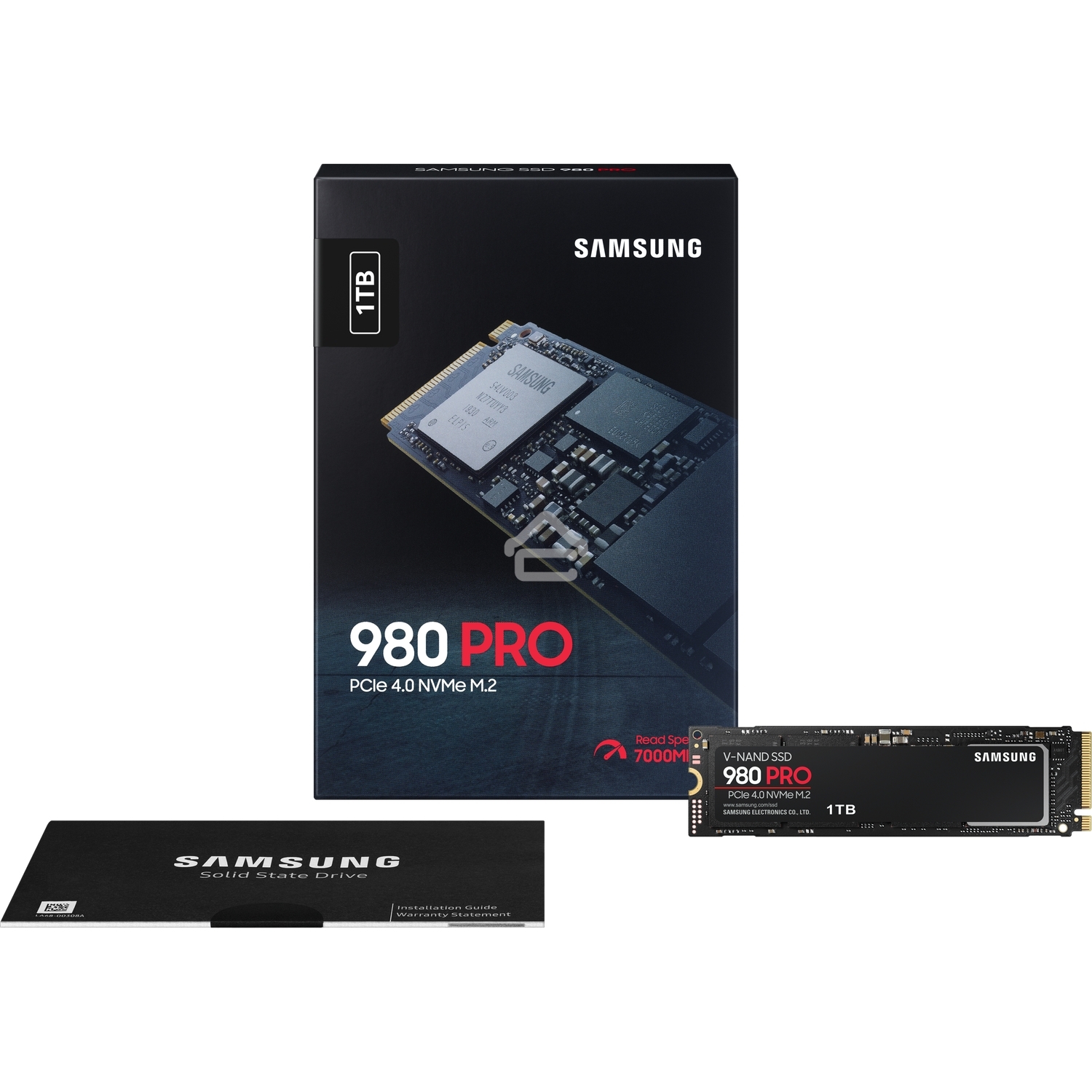 Накопитель SSD Samsung 980 PRO, 1TB, PCIe 4.0 x4, M.2 2280, NVMe, R/W 7000/5000
