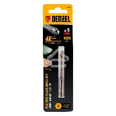 Сверло по керамической плитке Denzel 5 мм, крестовая пластина, 6-гр. хвостовик