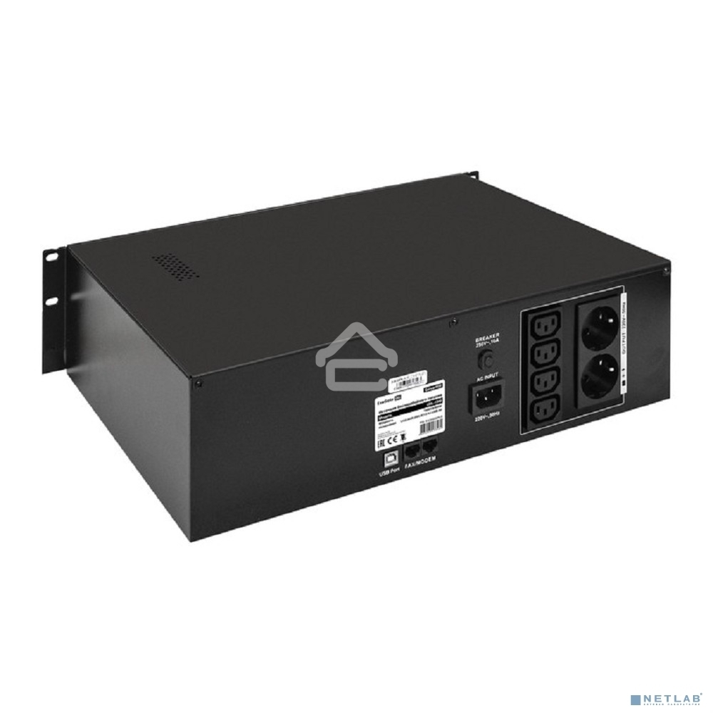 Источник бесперебойного питания ExeGate EX293056RUS ServerRM UNL-1500.LCD.AVR.2SH.4C13.RJ.USB.3U <1500VA/900W, LCD, AVR, 2*Schuko+4*C13, RJ45/11, USB, 3U, установка в стойку, Black>