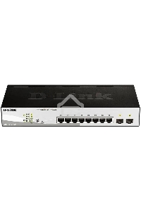 Коммутатор D-Link DGS-1210-10P/FL2A Управляемый L2 коммутатор с 8 портами 10/100/1000Base-T и 2 портами 1000Base-X SFP (8 портов PoE 802.3af/at, PoE бюджет 65 Вт)