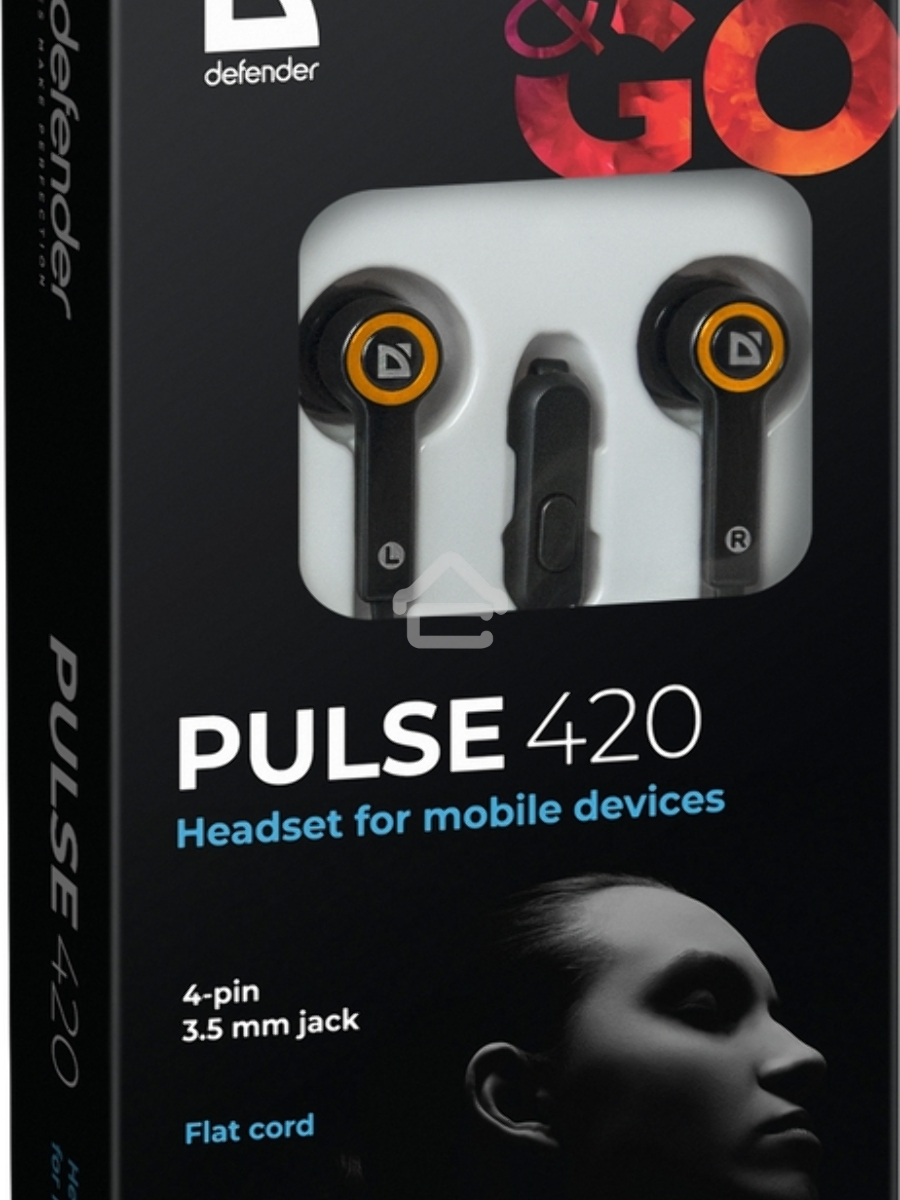 Наушники Defender Pulse 420 черный/оранжевый