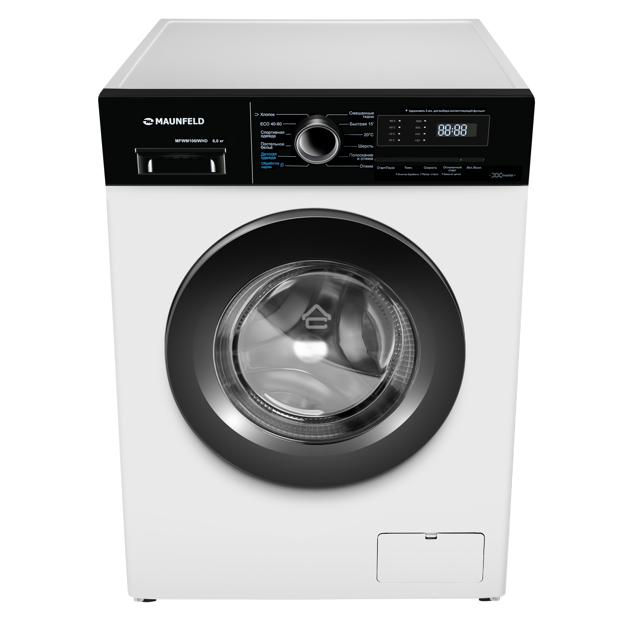 Стиральная машина Maunfeld MFWM106IWHD белый, фронтальная загрузка 6кг, 1200 об/мин, класс А+++